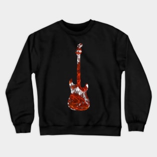 Red Flame Guitar Silhouette on White Crewneck Sweatshirt